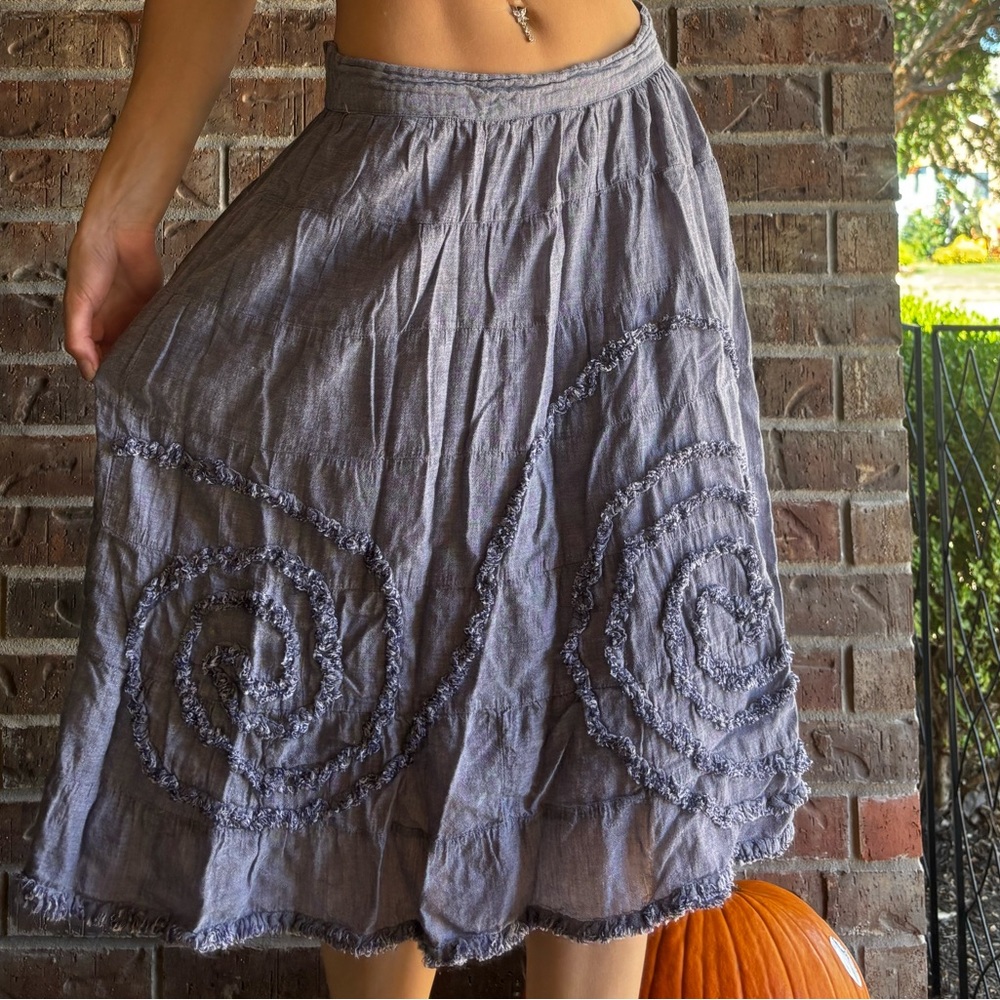 Studio West Indigo A-Line Skirt 100% Cotton